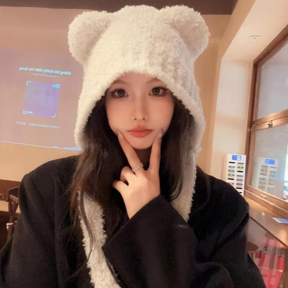 Emilee หมีหูหมวกขนสัตว์,ป้องกันหู Y2k ถักหมวก Bomber, Warm Lace up พร้อมเชือก Beanies หมวก ราคา ถูกที่สุด ดีลบีเคเค แกลเลอรีภาพที่ 9