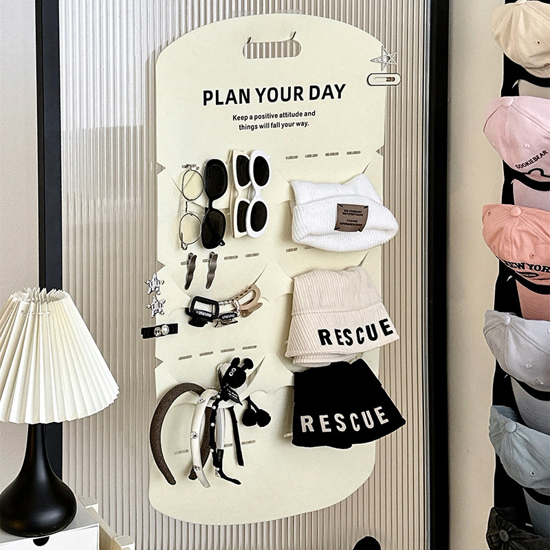 กระเป๋าเก็บหมวกติดผนังมัลติฟังก์ชั่ชั้นเก็บแว่นตาห้องนอนอุปกรณ์จัดเก็บ