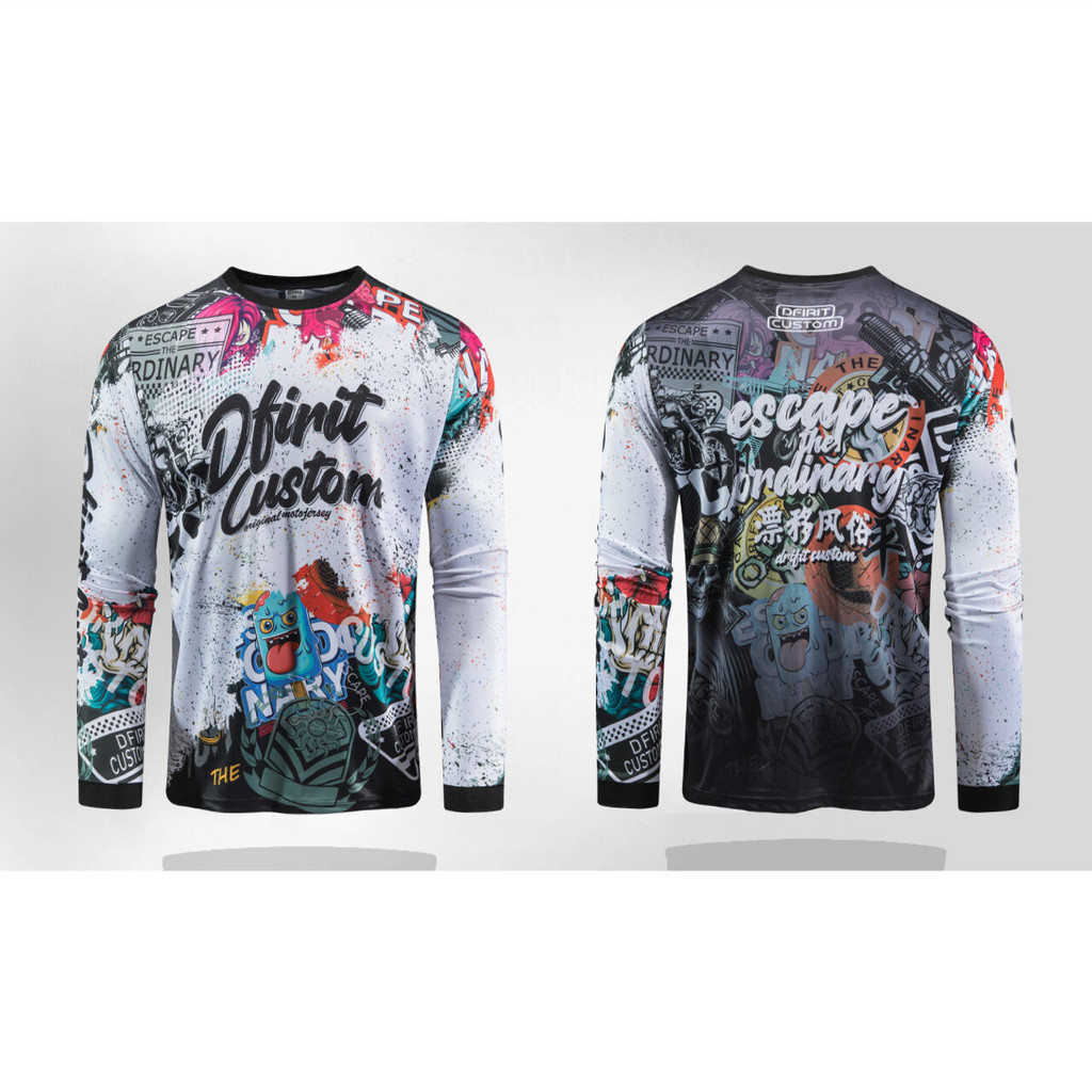 เสื้อปั่นจักรยานผู้ชาย แขนยาว ซับเหงื่อ เบาสบาย เนื้อผ้าดี เสื้อกีฬาพิมพ์ลาย เสื้อกีฬาแขนยาว