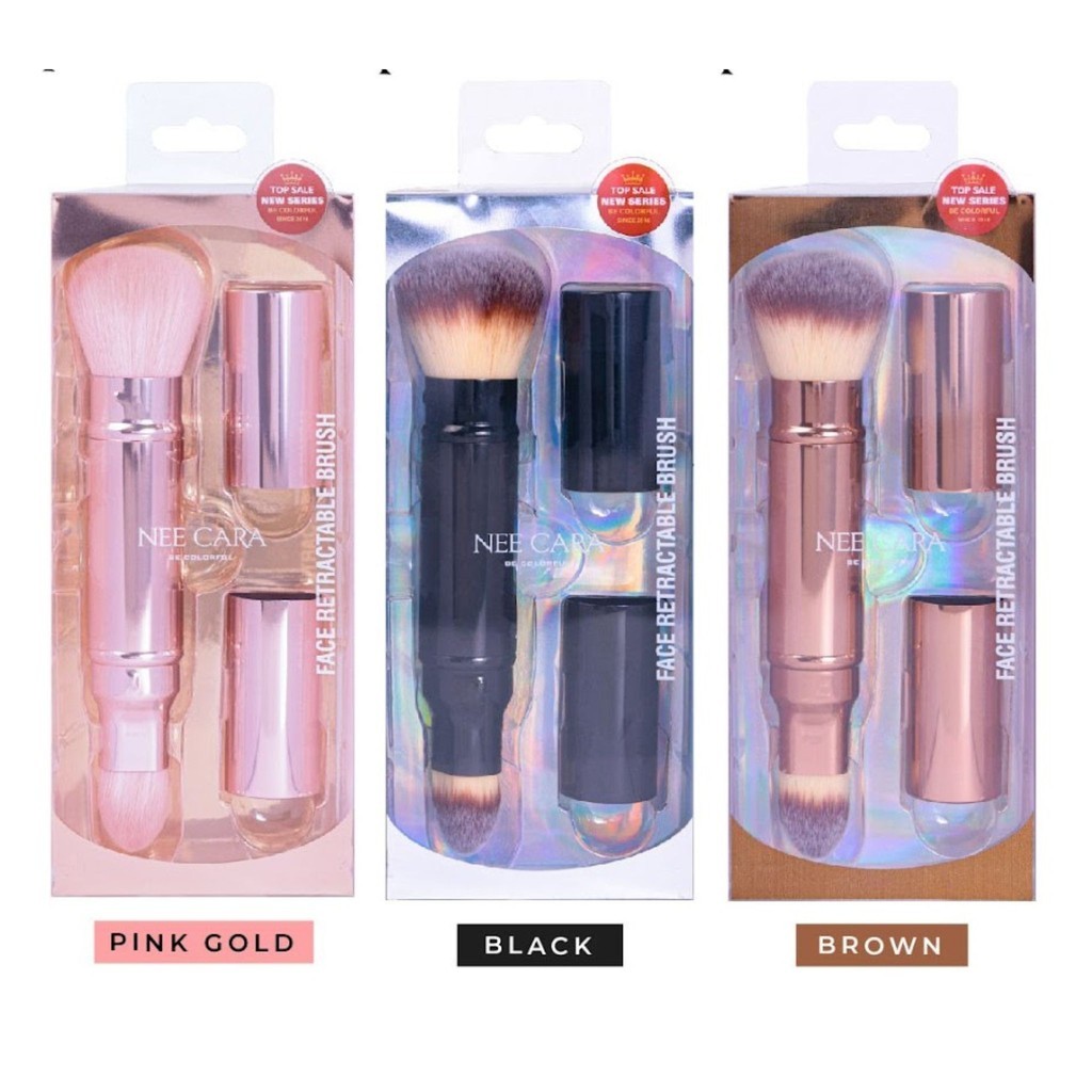 ♦️ของแท้·ส่งด่วน·ถูก♦️Nee Cara Face Retractable Brush #N361 นีคาร่า แปรงปลอก 2 หัว ปัดแป้ง ลงรองพื้น x 1 ชิ้น dayse