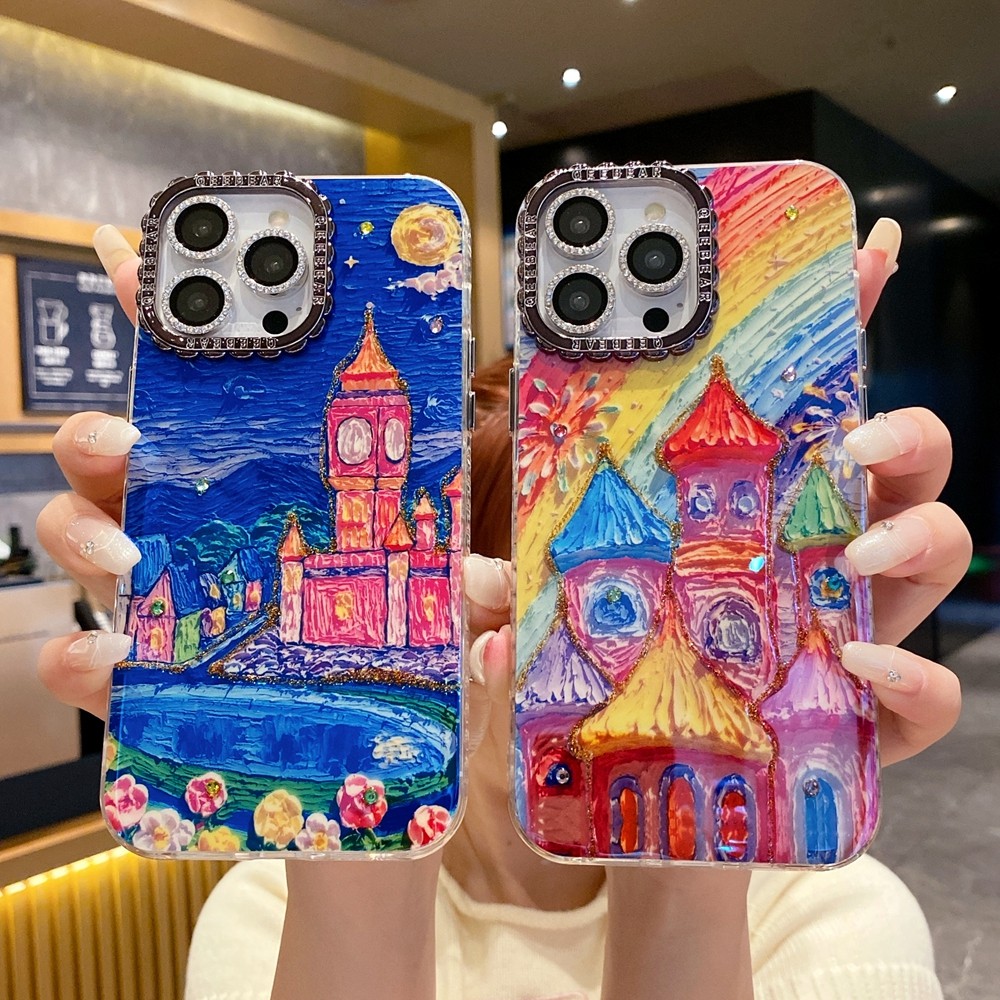 Anti-drop สําหรับ iPhone 16Pro Max 15 Promax 14Plus 13 Pro 12pro Max Art Design สี iPhone 15Plus 14 13 12 Lanyard เคสโทรศัพท์