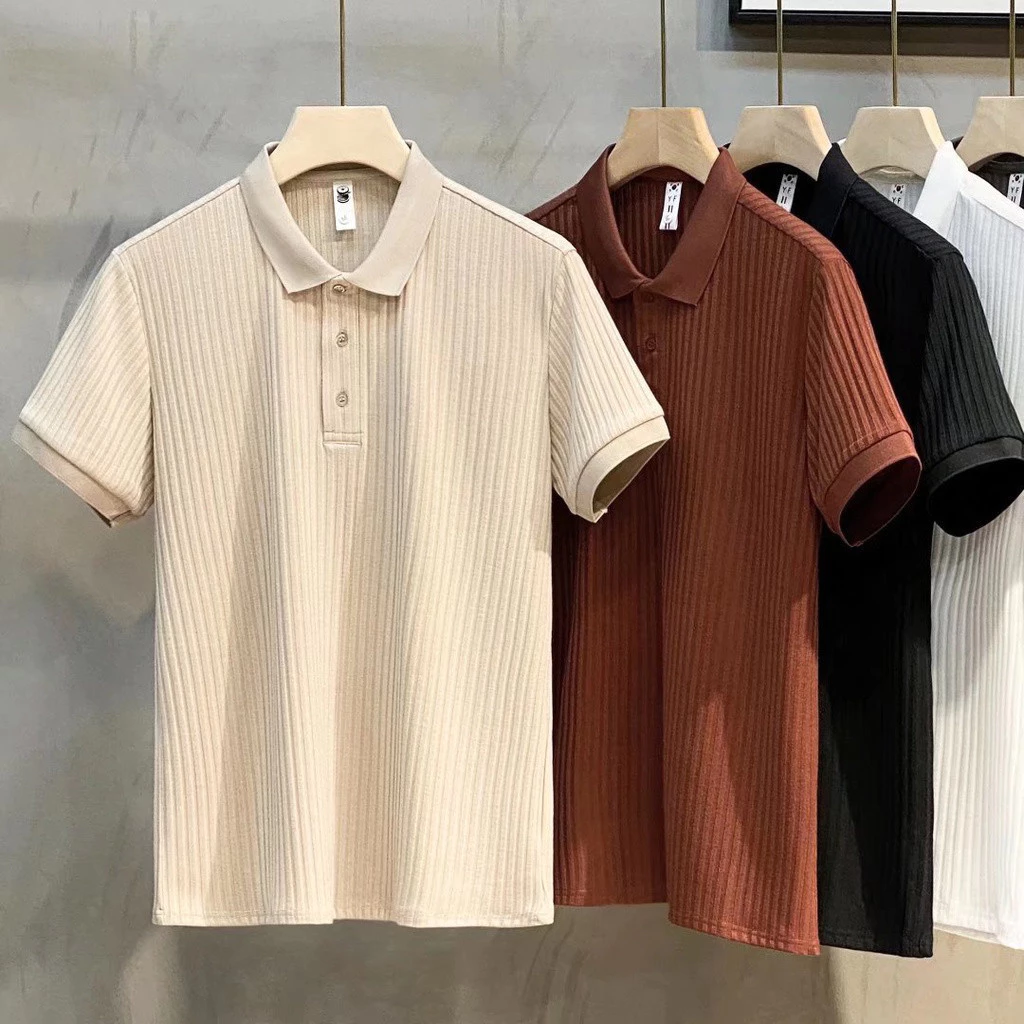 มี 8 สี เสื้อโปโลชาย เสื้อคอปกระบายอากาศได้ดี เกาหลีแฟชั่นฤดูร้อน เสื้อยืดผู้ชาย polo