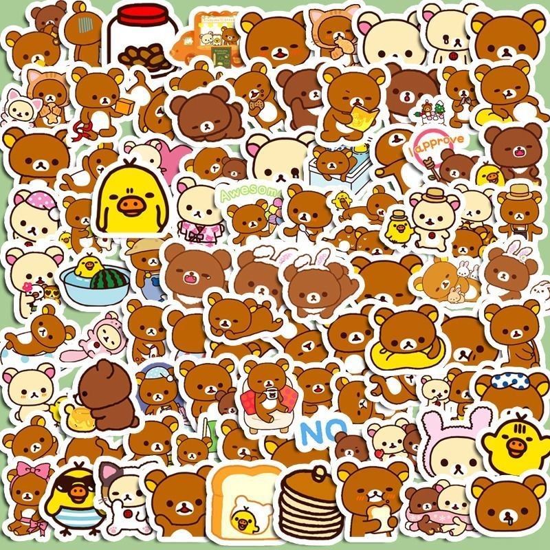 [Koo Ka] Rilakkuma สติกเกอร์การ์ตูนน่ารักเคสโทรศัพท์โน้ตบุ๊ค diy ตกแต่งกันน้ําคู่มือสติกเกอร์วัสดุ
