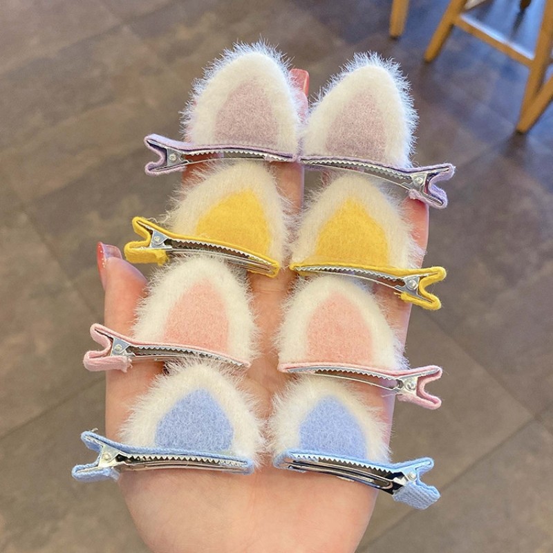 หวานนุ่มตุ๊กตาแมวหู Hairpins น่ารัก Furry Cat หู Barrettes Head-dress