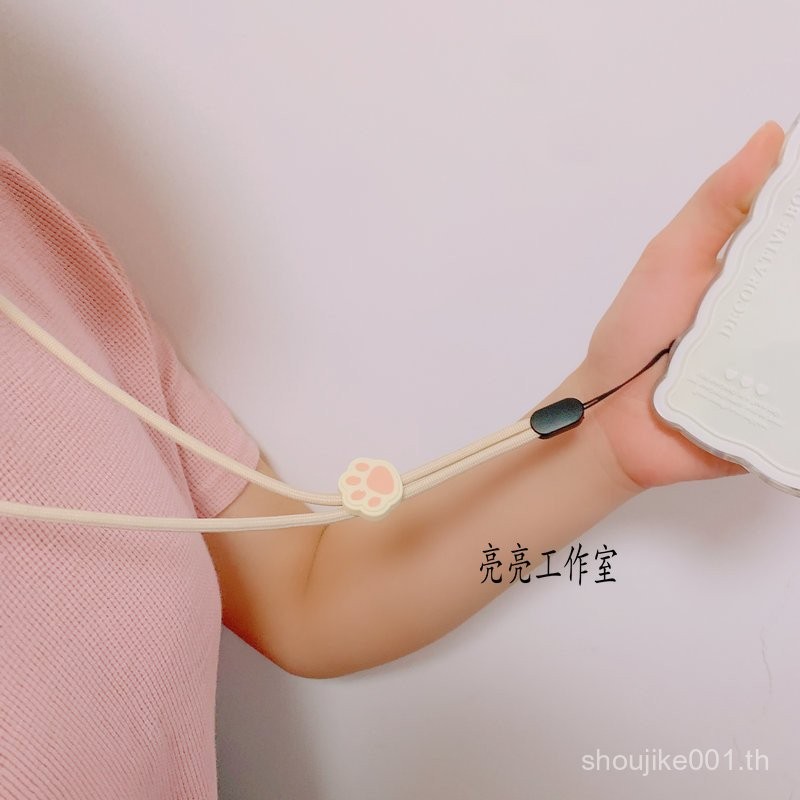 แฟชั่นสีขาวนมสาวน้อยแมวกรงเล็บโทรศัพท์มือถือเชือกคล้องสายคล้องคอแบบปรับได้เชือกคล้องข้อมือบัตรโรงเรียนจี้ CCD อินเทรนด์