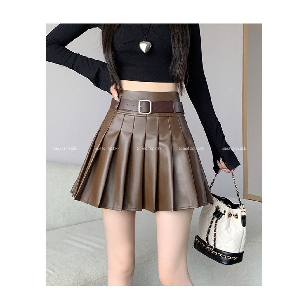 พร้อมส่ง BUNNIE BELT กระโปรงหนังเอวสูง มาพร้อมเข็มขัด หนังสวยเงาแมทได้เยอะ มีซับในกางเกง กระโปรงหนังสั้น miniskirt
