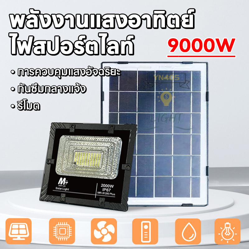 ไฟโซล่าเซลล์ ไฟสวนโซล่าเซลล์ ไฟ LED สปอร์ตไลท์ LED แสงโซลาร์เซลล์ ไฟถนน แสงกลางแจ้ง  กันน้ำ ทนทาน【ขายดีรับประกัน1ปี】