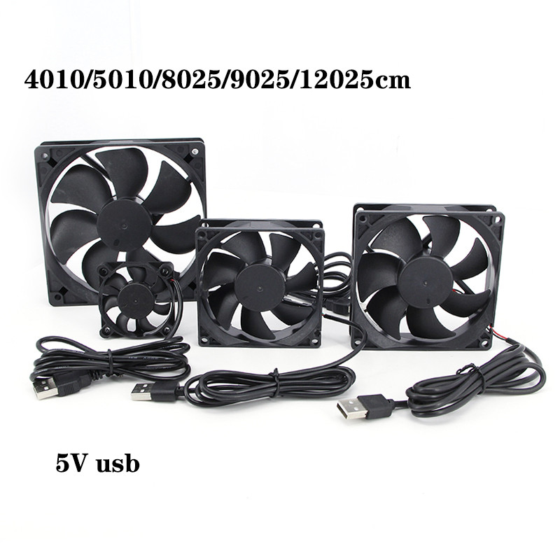 5V USB 4 ซม.5 ซม.120x25 มม.80x25 มม.5010 9025 ชาย Cooling พัดลม 8 ซม.12 ซม.สําหรับตัวรับสัญญาณ DVR R