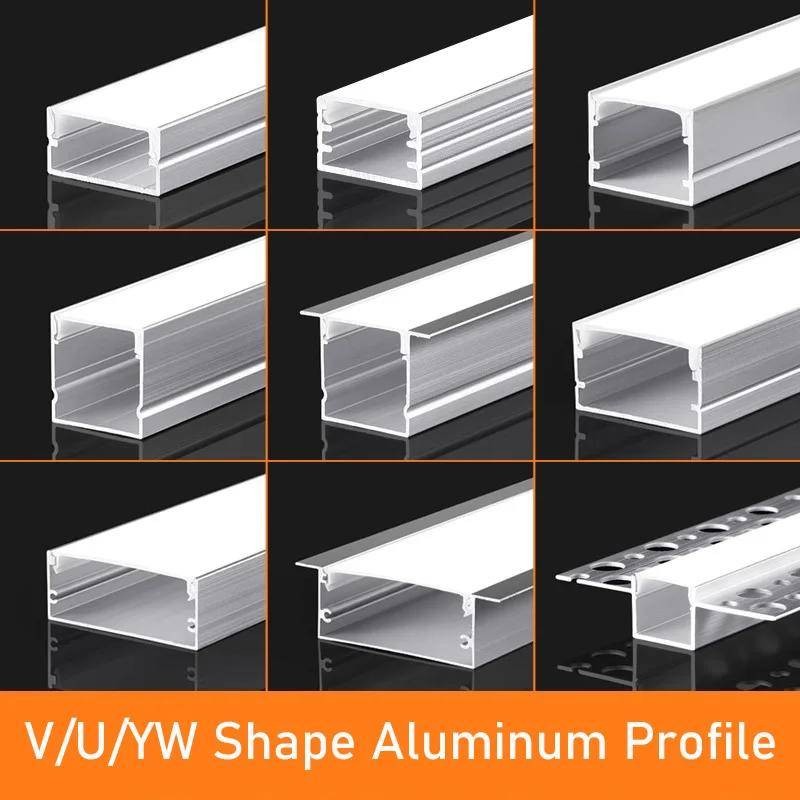 2 ชิ้น * 100 ซม. LED อลูมิเนียมโปรไฟล์ช่องเชิงเส้นพร้อมฝาปิดสําหรับตกแต่งบ้านบาร์ Strip Light - Silver อลูมิเนียมสีขาวฝาครอบ