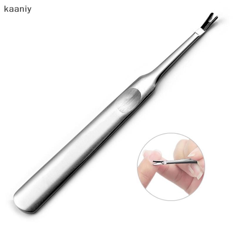 [KAN] สแตนเลส Cuticle Pusher Trimmer Remover Pedicure ทําเล็บมือเล็บเครื่องมือ FXH
