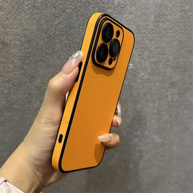 ซองหนังโมโนโครมสําหรับ ไอโฟน กระจกกล้องฟิล์มป้องกันปกกรณีธุรกิจสําหรับ ไอโฟน 16 15 14 12 13 11 มือโปร สูงสุด - รูปที่ 7