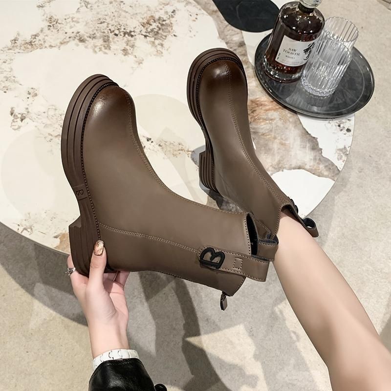 Martin Boots Mid-Tube Boots แฟชั่นหญิง Retro High-