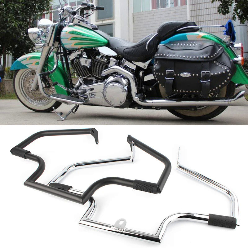 Mo Black/Silver Motorbike Highway Crash Bar Engine Guard Protector For Harley Davidson Softail Herit