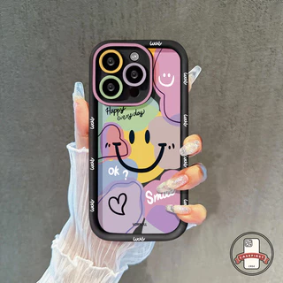 แฟชั่นกราฟิติ ที่มีสีสันยิ้มใบหน้านุ่ม เคสVivo Y17s Y18 Y15 Y22 Y21 Y27 Y17 Y78 Y20 Y12i Y02 Y15s Y33s Y36 Y100i Y12s