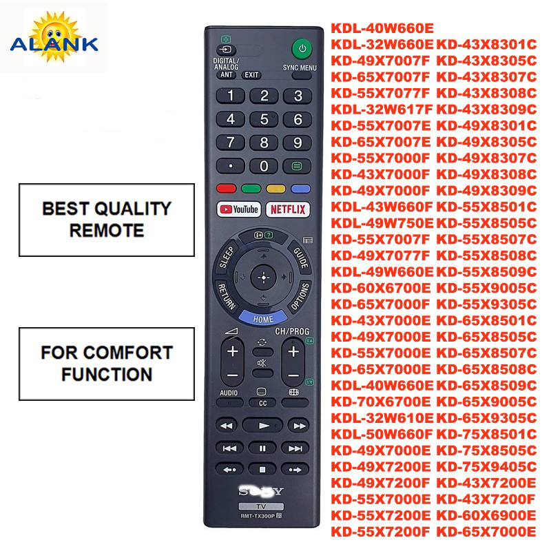 เหมาะสําหรับ sony LCD TV รีโมทคอนโทรล RMT-TX300P RMT-100B RMT-100E RMT-100U/100D/100P/101E/101J/102B