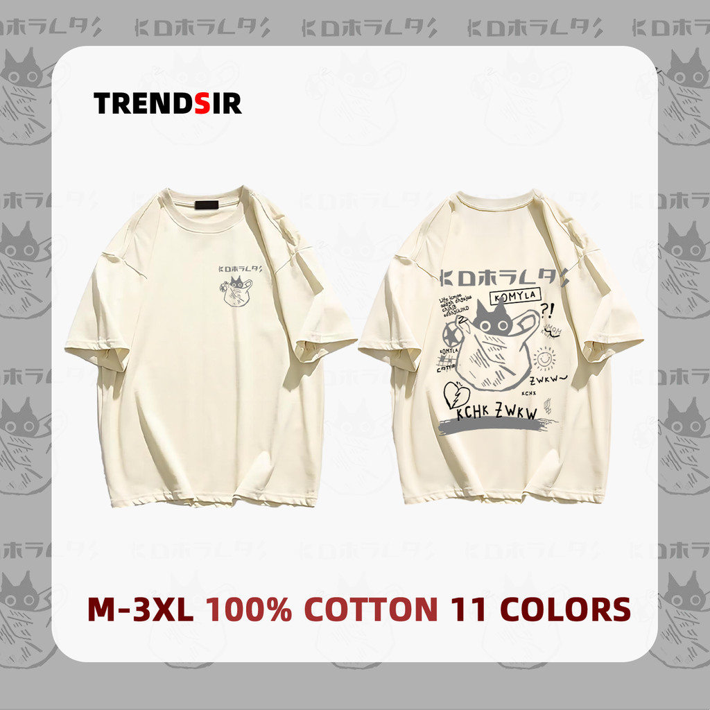 TrendSir มาใหม่ เสื้อยืดเกาหลี เสื้อยืด summer สไตล์ญี่ปุ่น 100%cotton 11สี M-3XL