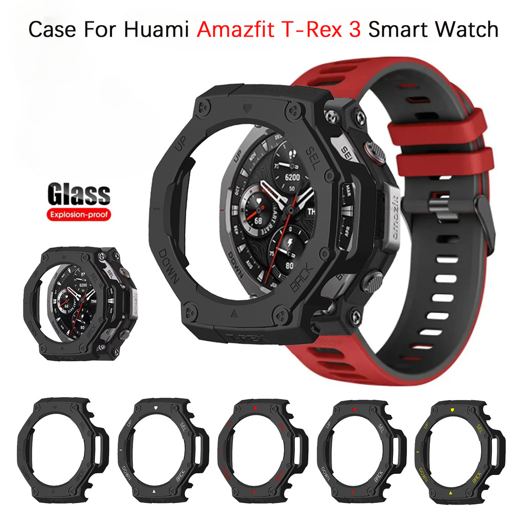 Pc Protector สําหรับ Amazfit T-rex 3 สมาร์ทนาฬิกาเปลือกป้องกันสําหรับ Huami Amazfit T-rex 3 กระจกนิรภัยกันชน