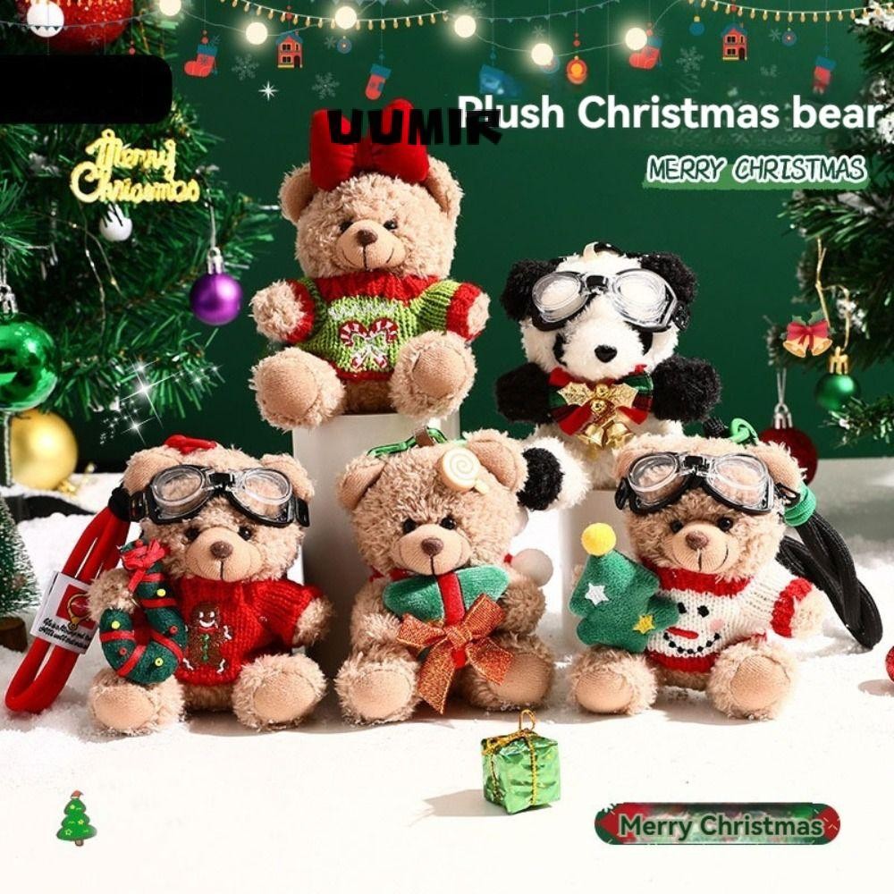 Uumir จี้ตุ๊กตาหมี, เสื้อกันหนาวคริสต์มาสตุ๊กตาพวงกุญแจ, Creative Panda Snowman ตุ๊กตาของเล่นกระเป๋าจี้ของขวัญ