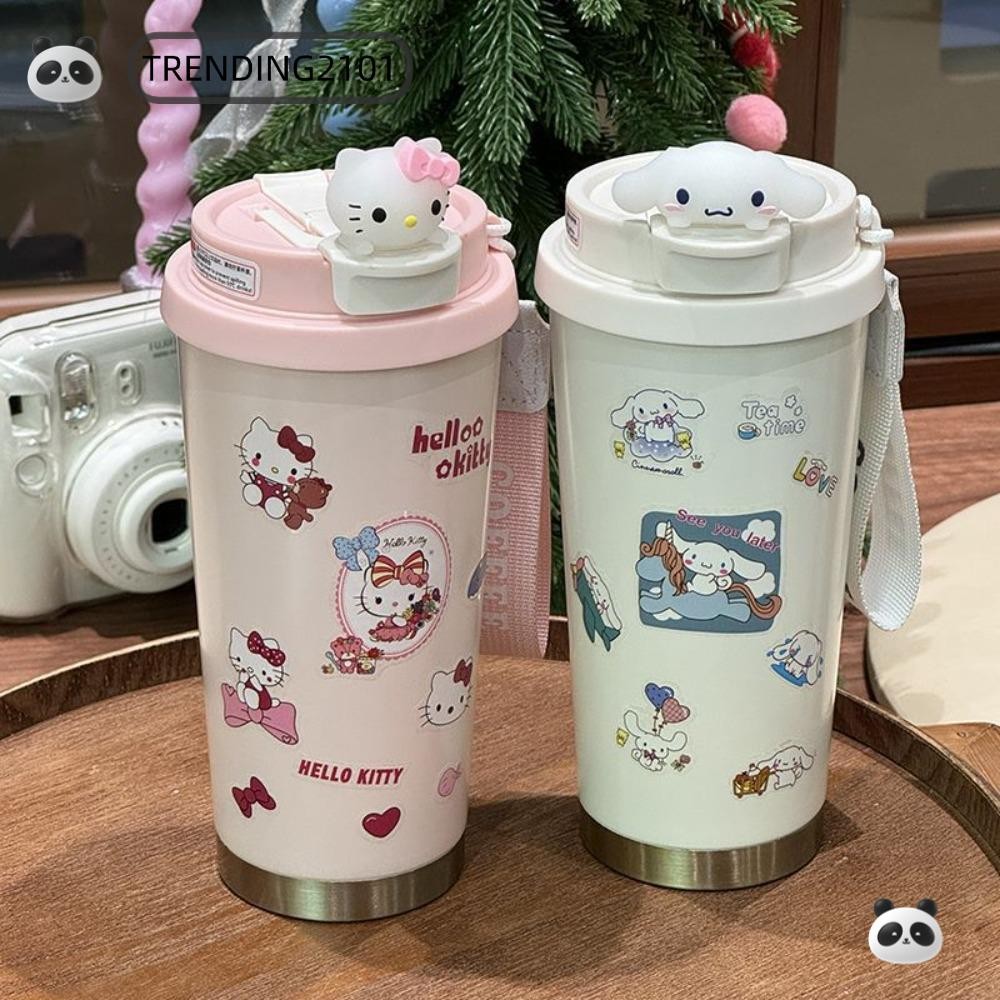 Trending2101 แก้วเก็บความร้อนลายการ์ตูน, ถ้วยน้ําถ้วยกาแฟ Hello Kitty สองชั้น,แก้วสูญญากาศ Cinnamoroll ขนาด 500 มล. การท่องเที่ยว