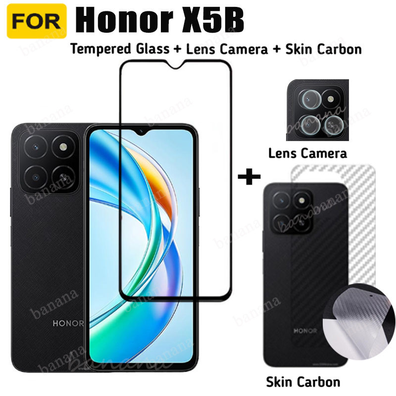สําหรับ Honor X5B กระจกนิรภัย Honor X7B X6B X8B X7C ป้องกันหน้าจอเลนส์กล้องกระจก + ฟิล์มด้านหลัง