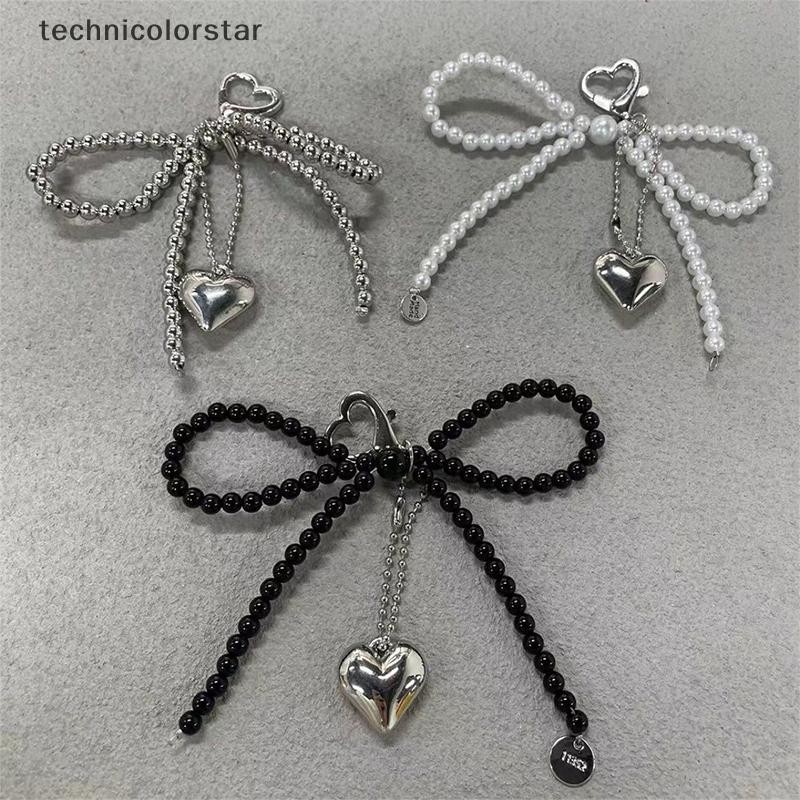 Trsr อารมณ์หวาน Bowknot หัวใจจี้พวงกุญแจแฟชั่นลูกปัดโทรศัพท์ Charm Bow โทรศัพท์ Lanyard กระเป๋าอุปกรณ์ตกแต่งของขวัญ Jelly