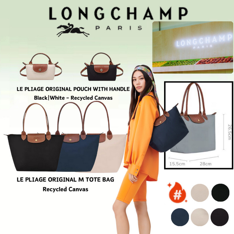 100% Longchamp lepliage original pouch Wandle & m handle tote bag ขนาด m long ear shopping bag กระเป๋าถือผู้หญิง