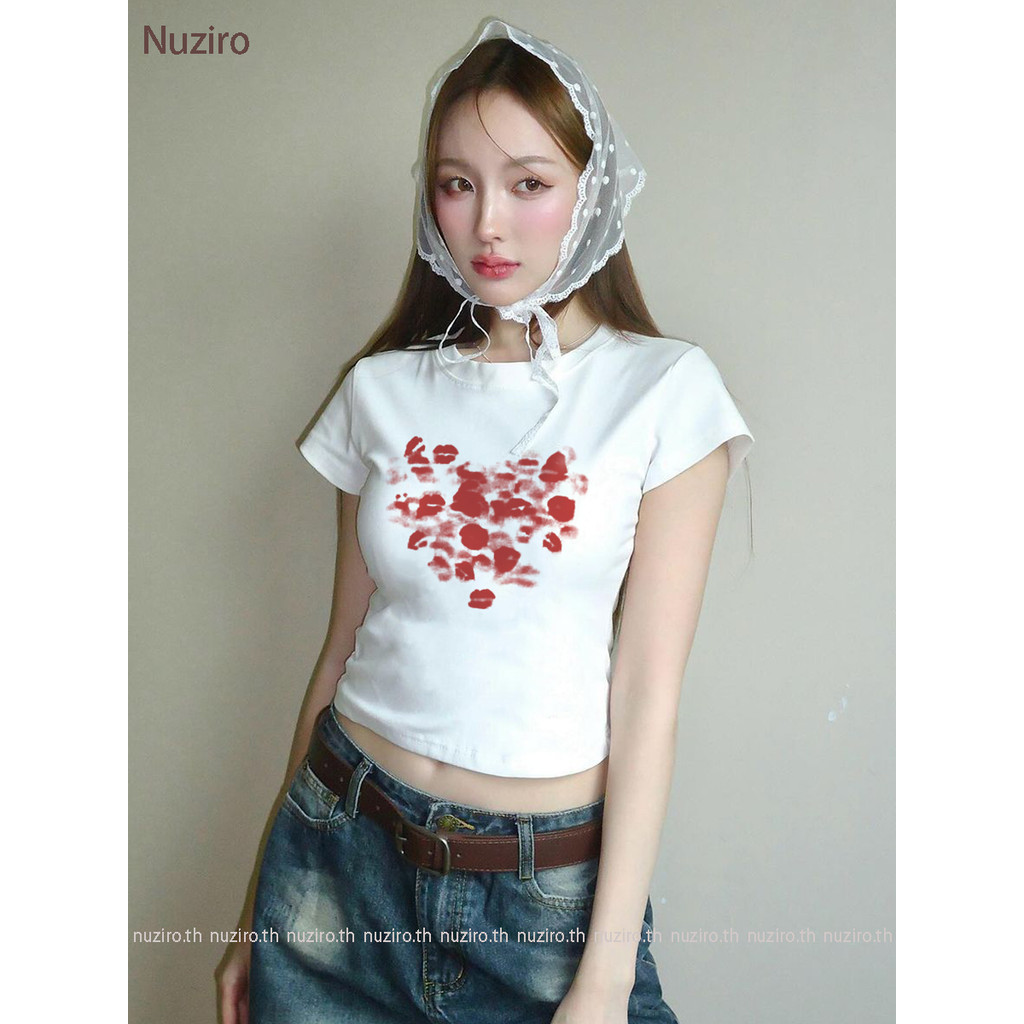 Nuziro Baby Tee - แฟชั่นรักพิมพ์เสื้อยืดแขนสั้น #C000297