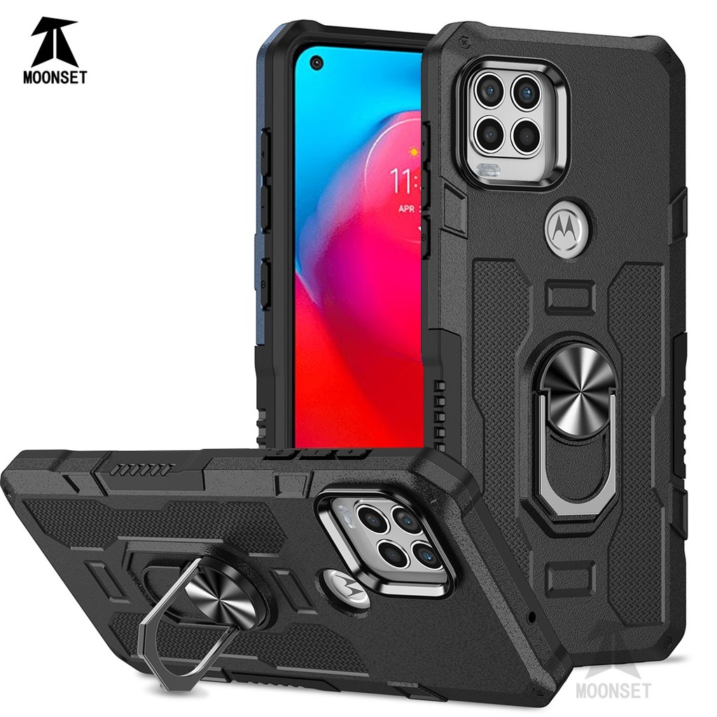 สําหรับ Motorola Moto G Stylus 4G/5G 2021 กรณี Hard PC กลับ Soft TPU Edge กล้องป้องกันแหวนผู้ถือ Kickstand กันกระแทก Slim บางฝาครอบ