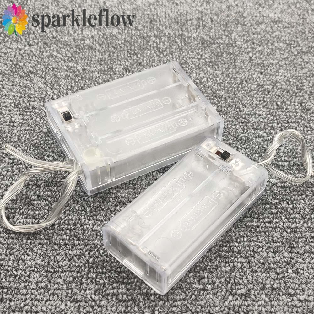 Sparkleflow กล่องแบตเตอรี่พร้อมเคสใสสําหรับแบตเตอรี่ AA ABS 2 3 ช่องที่วางแบตเตอรี่