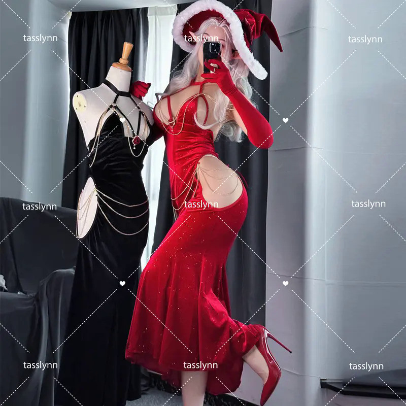 Mn  Anime Cosplay Overlord Albedo Cosplay Costumes Albedo Dress Albedo Succubus Black Mermaid Christ