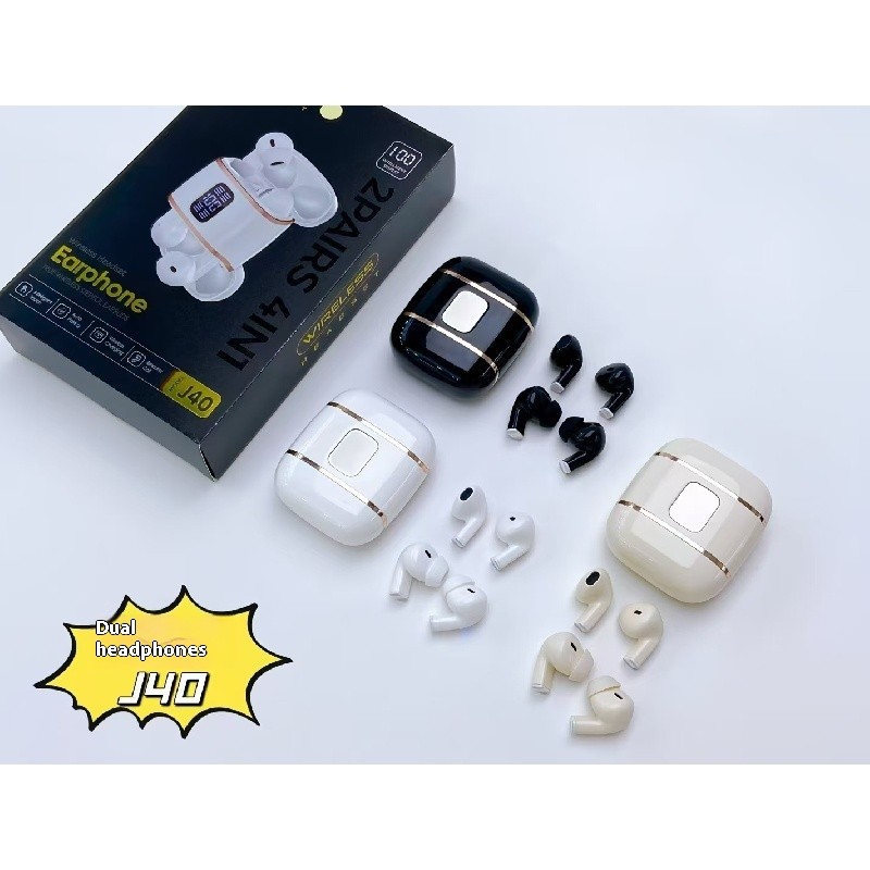 หูฟังบลูทูธไร้สาย 4 หูฟัง J40 กีฬา Esports หูฟัง TWS ที่จัดเก็บยาวพิเศษ