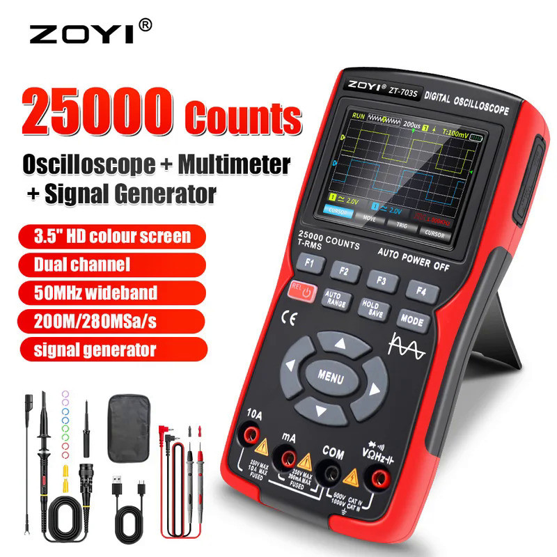 ZOYI ZT703S 3in1 Digital Multimeter 50MHz Bandwidth 280MS Rate PC Waveform Data Storage Dual Oscillo