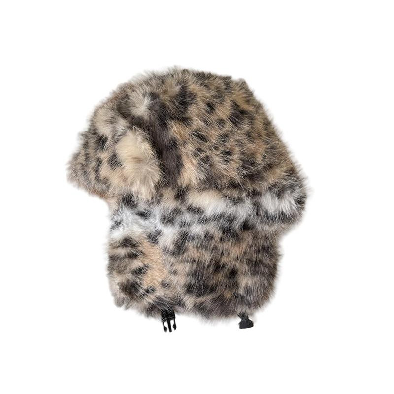 เสือดาวพิมพ์หมวกอบอุ่นกลางแจ้งหนาตุ๊กตาหมวกสไตล์ ไม่จํากัดเพศ - รูปที่ 6