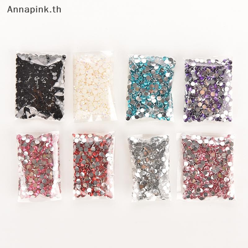 Annapink.th จํานวนมาก 1000 ชิ้น Rhinestone Facets Flatback คริสตัลรอบลูกปัดเล็บ DIY 4 มิลลิเมตรใหม่ EN