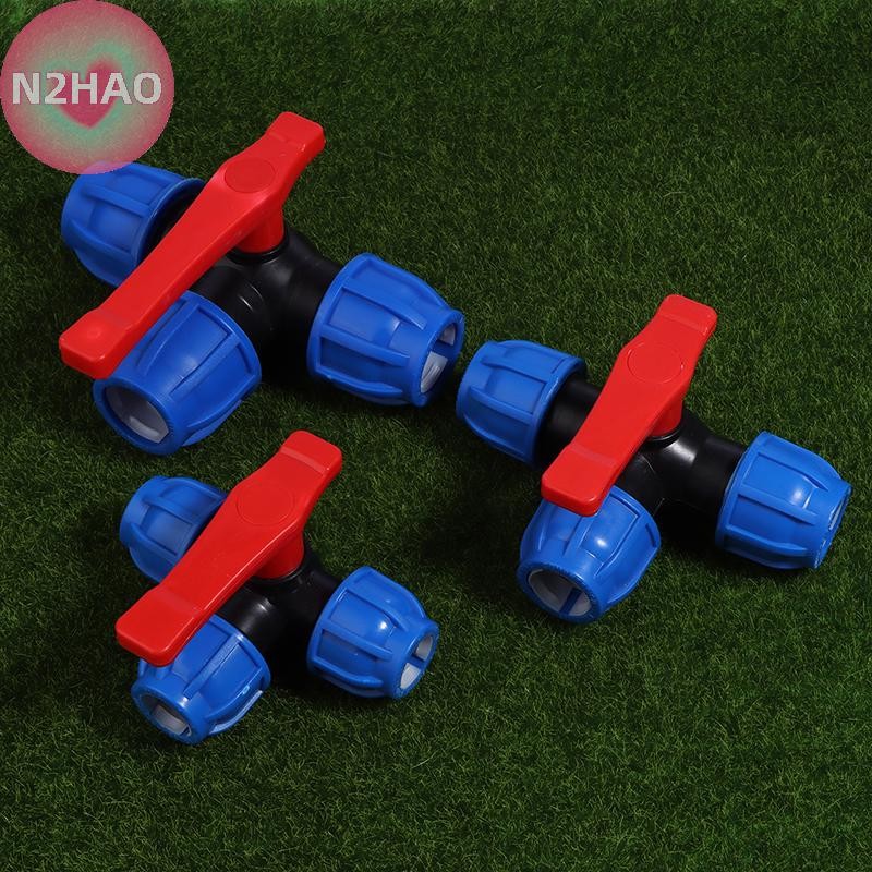 N2hao 20/25/32MM PE 3-Way Valve ท่อพลาสติก Water Splitter Quick Valve Connector Fitgs n ชลประทานท่อ 