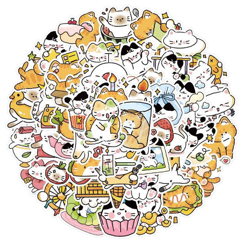 100ชิ้นน่ารักการ์ตูนมือวาดชีวิตประจําวันของแมวสติ๊กเกอร์กราฟฟิตีสําหรับจักรยานบัญชีมือกรณีดินสอ ง เอแคลส์ แลนสติ๊กเกอร์โลก