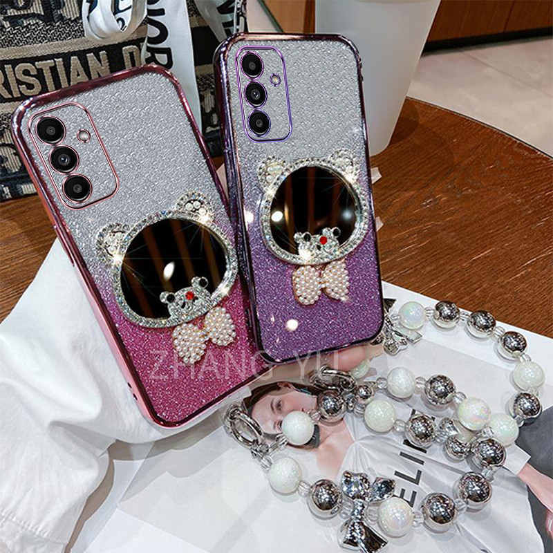 กันกระแทกcase สําหรับ Samsung A14 A24 A25 A34 A54 4G 5G เคสโทรศัพท์หมีแต่งหน้ากระจกใหม่สร้อยข้อมือเคสโทรศัพท์ ราคา ถูกที่สุด ดีลบีเคเค แกลเลอรีภาพที่ 7