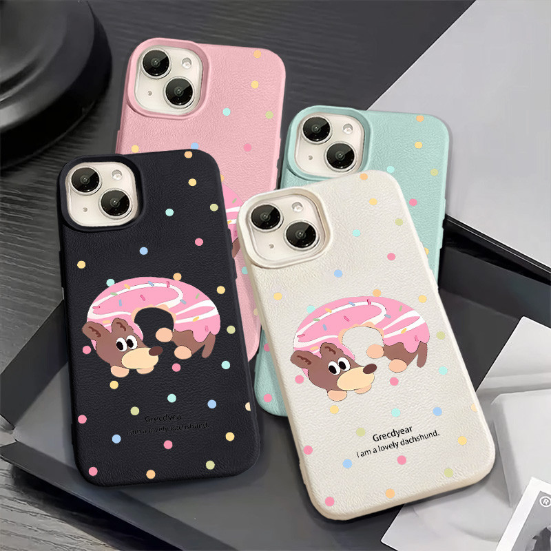 ส่วนบุคคลการ์ตูน Doughnut ไส้กรอกสุนัขเคสโทรศัพท์สําหรับ IPhone 15 11 14 12 13 Pro Max X XR XS Max 7/8 Plus SE 2020 ปลอกอ่อนซิลิโคนกันกระแทกกรณี
