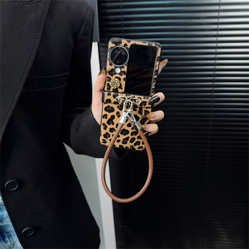 LUSHUO Ins เกาหลีหรูหราเสือดาวพิมพ์ Camellia หนังเชือกเคสโทรศัพท์สําหรับ N3flip N3 Flip N3Flip N2fli