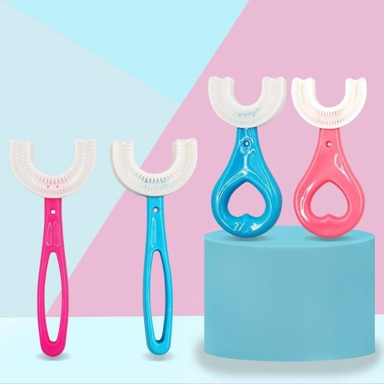 แปรงสีฟันเด็ก สีฟันตัวยู  สำหรับเด็ก 2-12 ขวบ วัสดุซิลิโคนขนนุ่ม ทำให้การแปรงฟันเป็นเรื่องงง่าย ไม่เจ็บปาก #O-0002