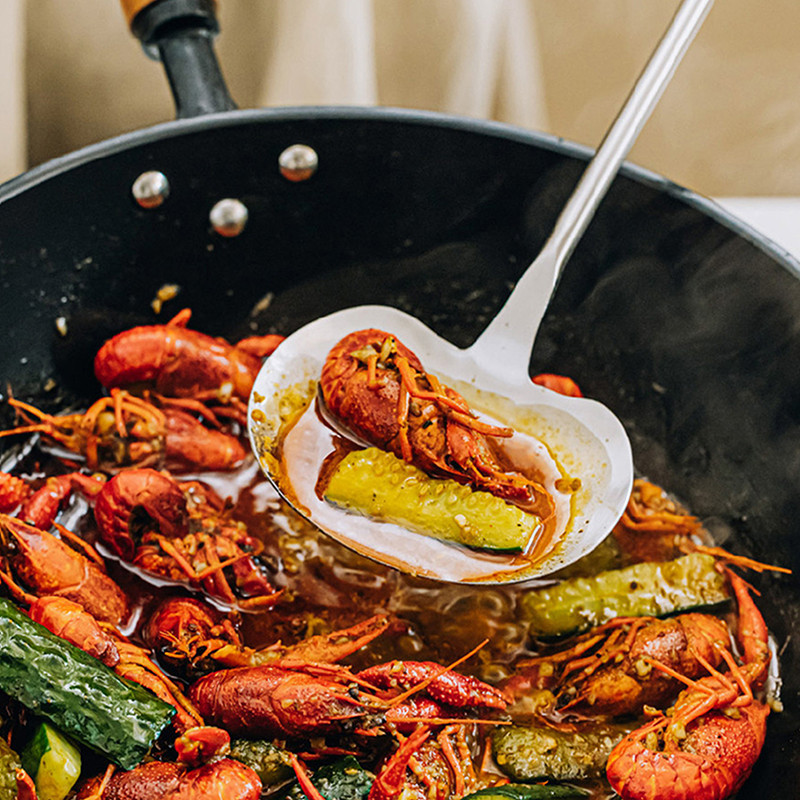 พลั่วเห็ดสแตนเลสด้ามไม้-ไม้พายทําอาหารป้องกันน้ําร้อนลวกเครื่องครัว - รูปที่ 3