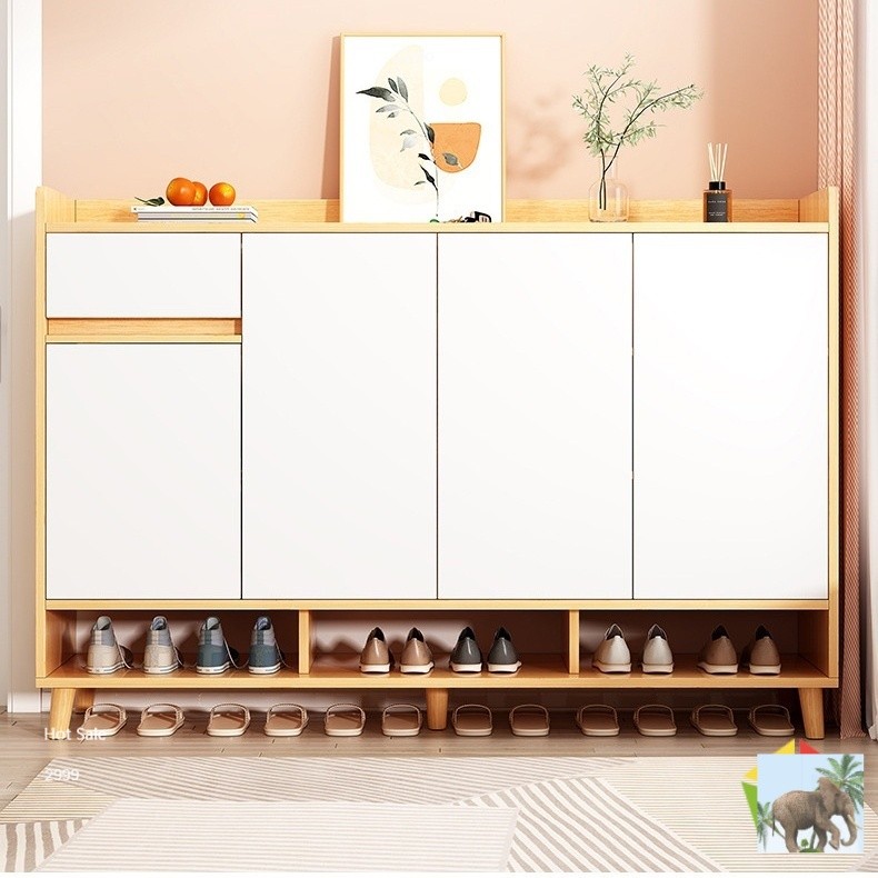 เรียบง่ายสไตล์ IKEA ความจุขนาดใหญ่ราคาไม่แพงในห้องนั่งเล่นตู้เก็บของชั้นวางรองเท้า/กล่องรองเท้า