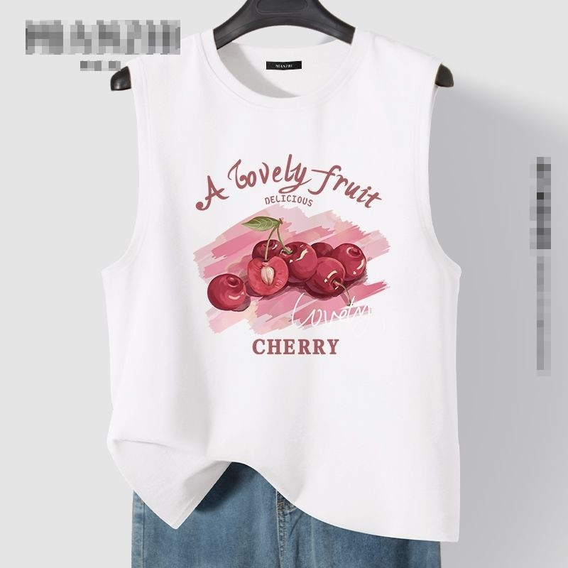 NEW เสื้อแขนกุดผู้หญิง สกรีนลายเชอร์รี่ OP-1069
