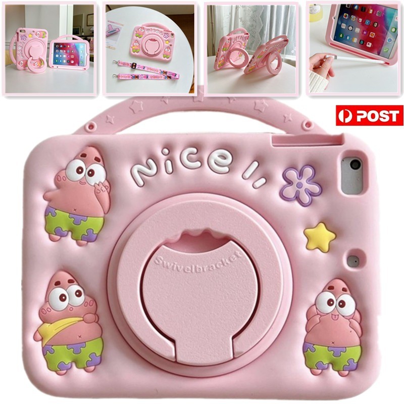 3d Patrick Star เด็กกรณี Lanyard สําหรับ Samsung Galaxy Tab A 8.0 2019 A7 A8 A9 A9 + Plus S6 Lite 20