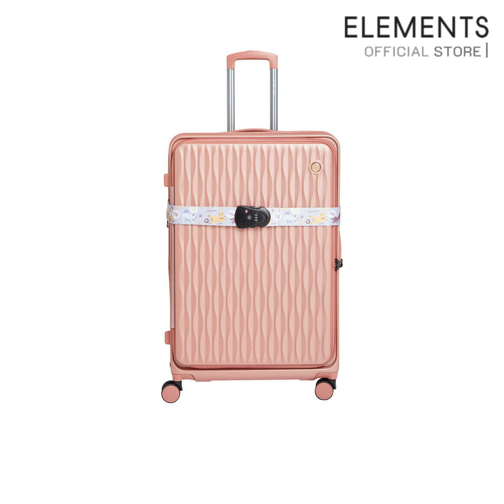 ELEMENTS สายรัดกระเป๋าเดินทางกุญแจล็อค TSA ปรับความยาวได้ใช้กับกระเป๋าเดินทางทุกประเภท ลาย Camping