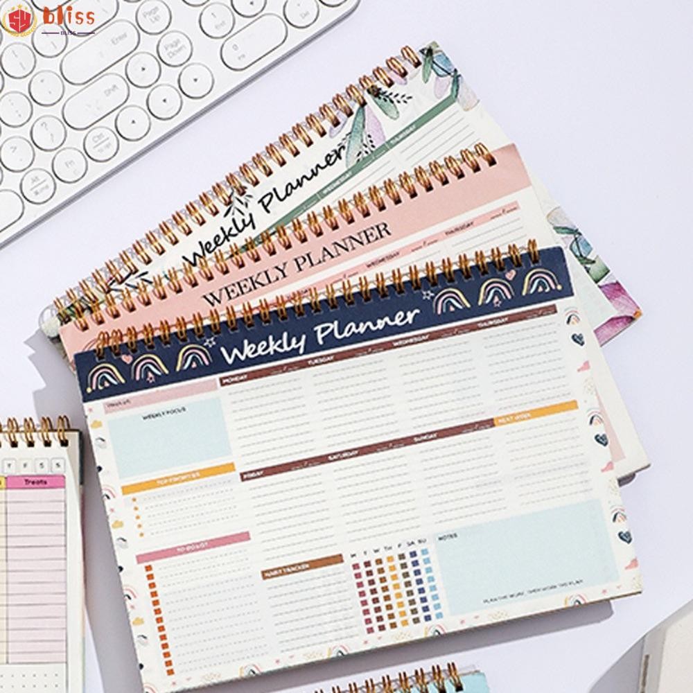 Blliss To-do List Pad, Coil Design Thicken Paper Weekly Planner Notebook, 2025 สีสัน 52 หน้า Nordic Style Work Planners สําหรับเป้าหมาย