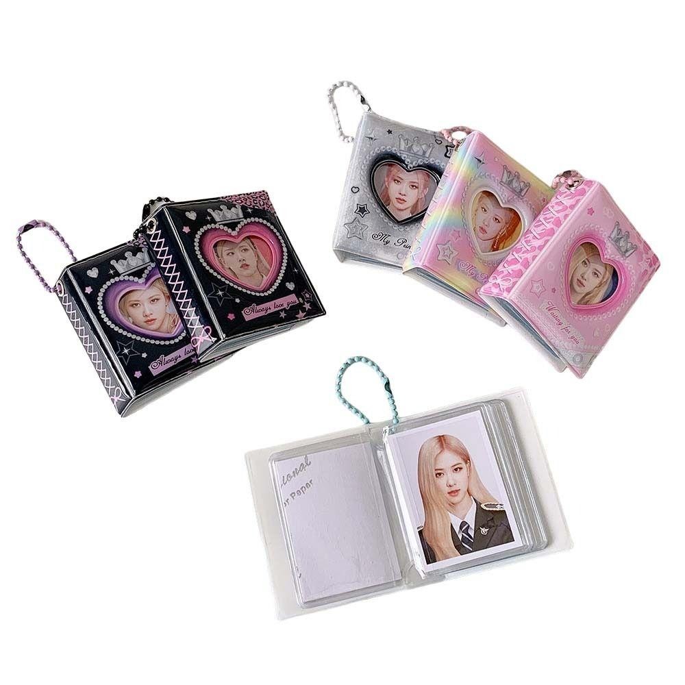 CYBERZAP ที่ใส่โฟโต้การ์ดเกาหลี, Mini Crown Love Heart PVC Card Cover ID Photocard กรอบ,แขวนตกแต่งพวงกุญแจจี้เกาหลีสไตล์การ์ดป้องกันกรณีสาวของขวัญ