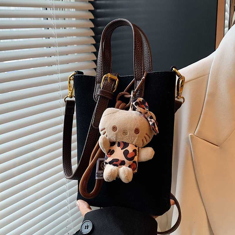 Schwarz ETINENE จี้ห้อยกระเป๋า เครื่องประดับตุ๊กตา Hello Kitty ลายเสือดาวระดับไฮเอนด์