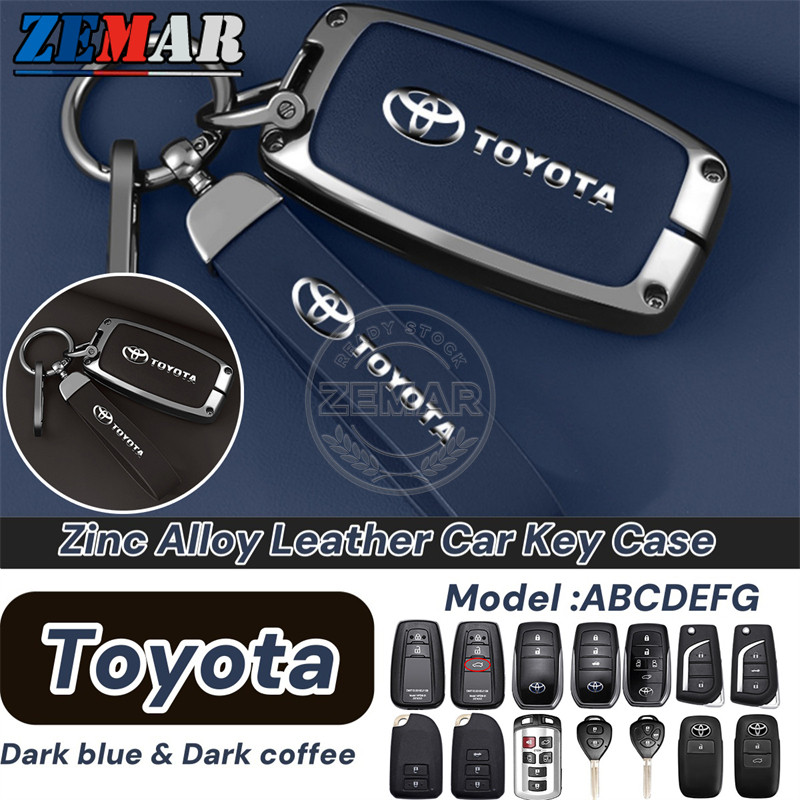 Toyota สังกะสีอัลลอยด์หนังกุญแจรถกรณีกุญแจสมาร์ท Key Case Protector แฟชั่น Key Chain รถอุปกรณ์เสริมสําหรับ Agya Raize Calya Avanza Veloz Rush Kijang Innova Yaris Co
