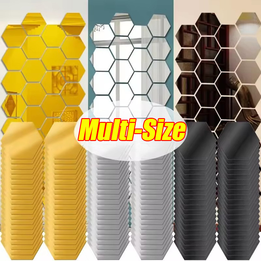 สติ๊กเกอร์ติดผนังหกเหลี่ยม 3 มิติ กาวในตัว สำหรับตกแต่งห้องนอนและห้องน้ำ